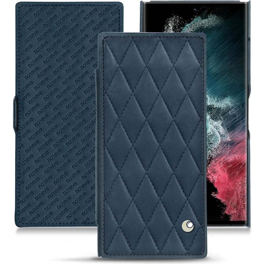 Noreve Lederschutzhülle horizontal (Samsung Galaxy S22 Ultra), Smartphone Hülle, Blau