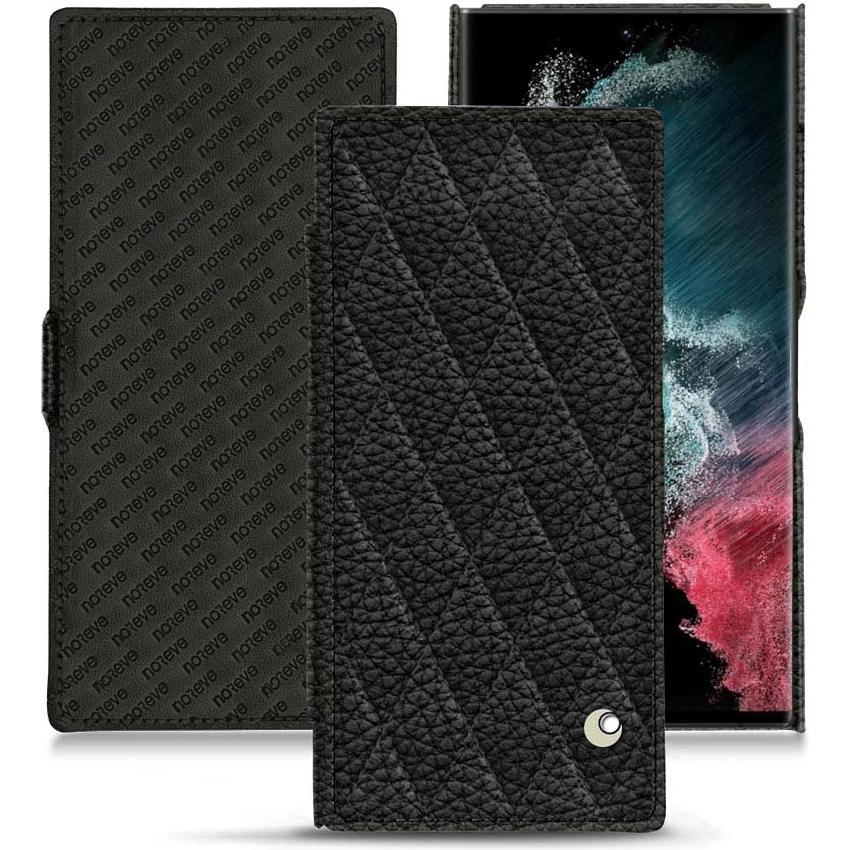 Noreve Lederschutzhülle horizontal (Samsung Galaxy S22 Ultra), Smartphone Hülle, Schwarz