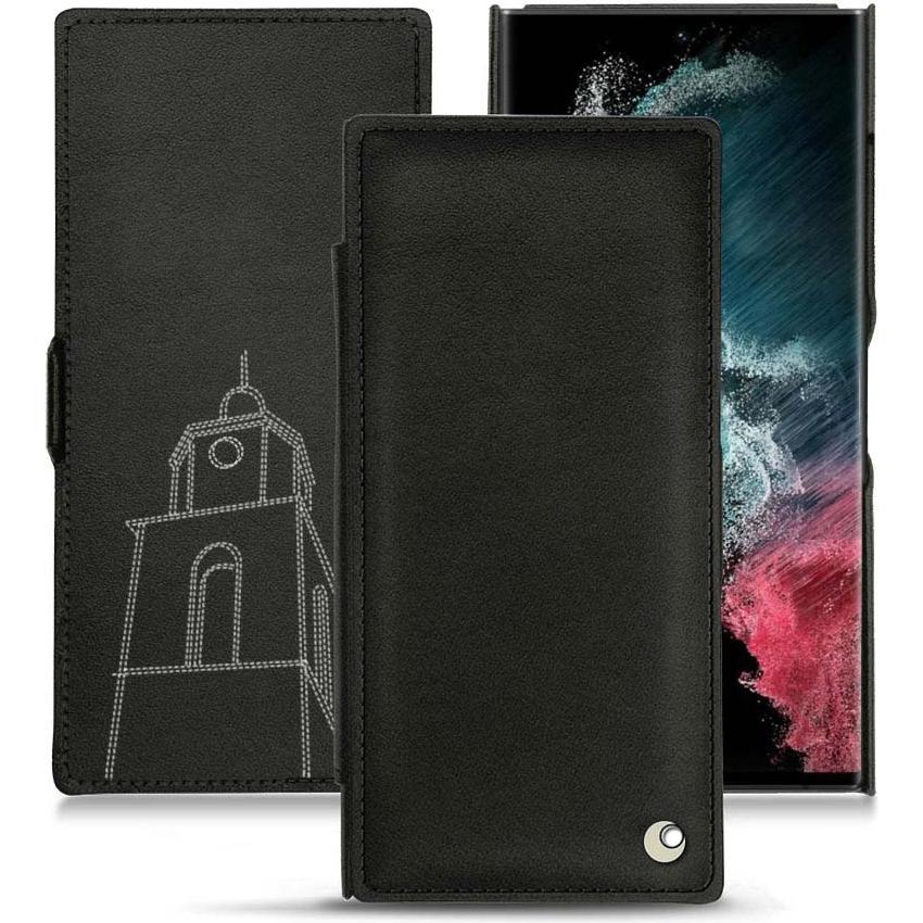 Noreve Lederschutzhülle horizontal (Samsung Galaxy S22 Ultra), Smartphone Hülle, Schwarz