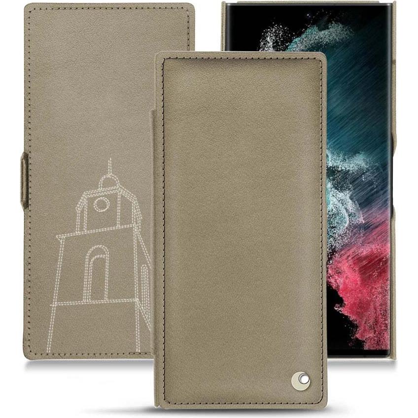 Noreve Lederschutzhülle horizontal (Samsung Galaxy S22 Ultra), Smartphone Hülle, Beige