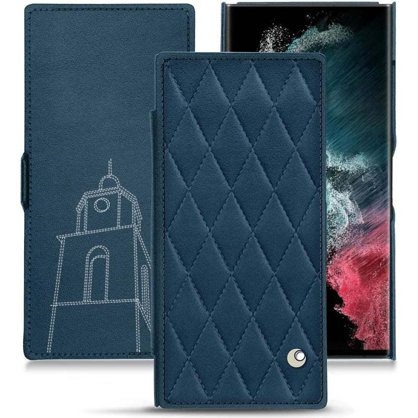 Noreve Lederschutzhülle horizontal (Samsung Galaxy S22 Ultra), Smartphone Hülle, Blau