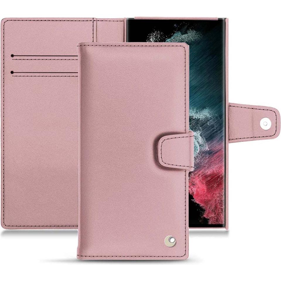 Noreve Lederschutzhülle Wallet (Samsung Galaxy S22 Ultra), Smartphone Hülle, Rosa