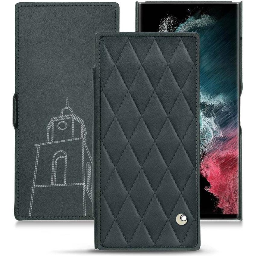 Noreve Lederschutzhülle horizontal (Samsung Galaxy S22 Ultra), Smartphone Hülle, Blau