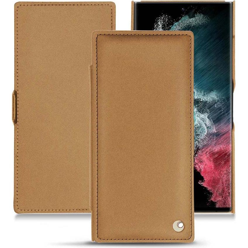 Noreve Lederschutzhülle horizontal (Samsung Galaxy S22 Ultra), Smartphone Hülle, Beige