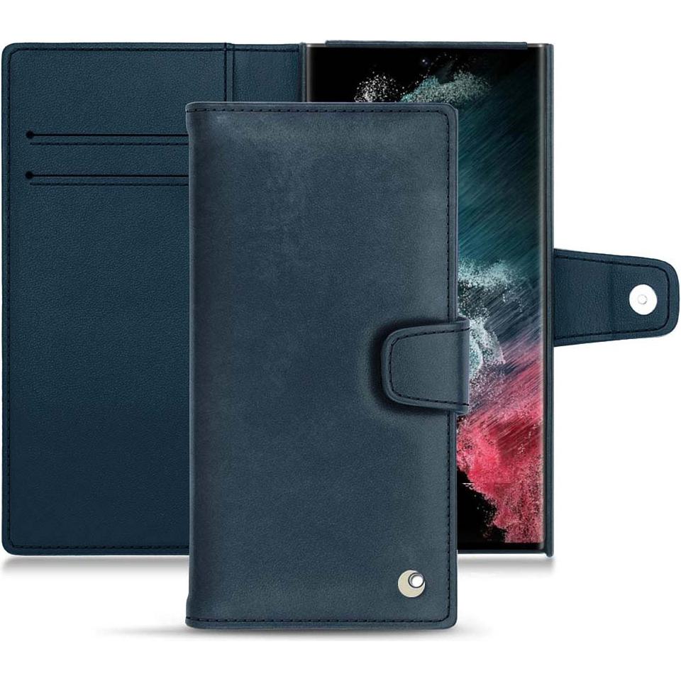 Thumbnail - Noreve Lederschutzhülle Wallet (Samsung Galaxy S22 Ultra), Smartphone Hülle, Blau