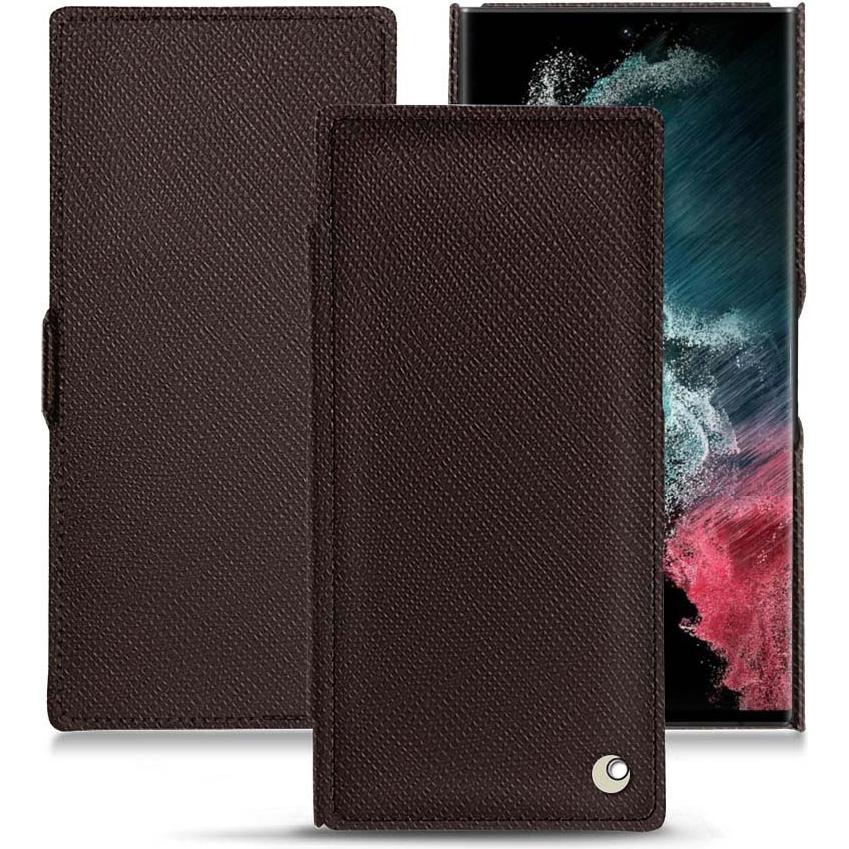 Noreve Lederschutzhülle horizontal (Samsung Galaxy S22 Ultra), Smartphone Hülle, Braun