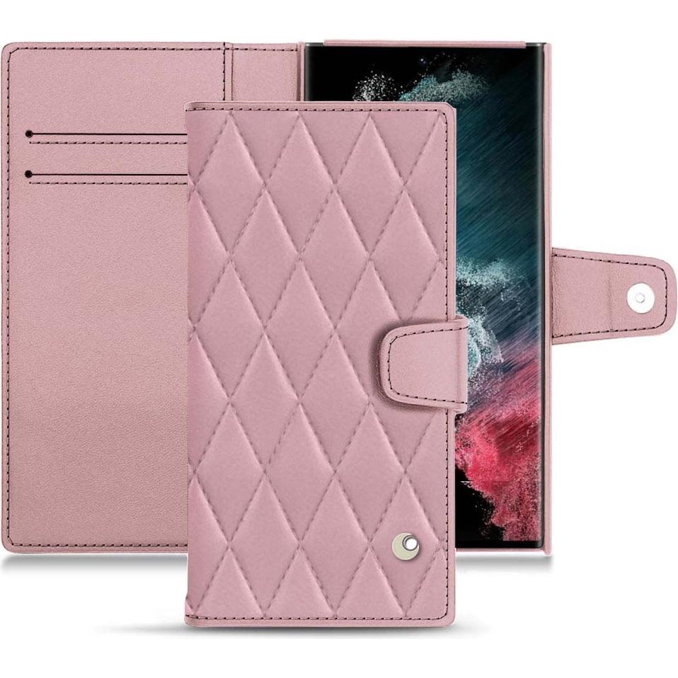Noreve Lederschutzhülle Wallet (Samsung Galaxy S22 Ultra), Smartphone Hülle, Rosa
