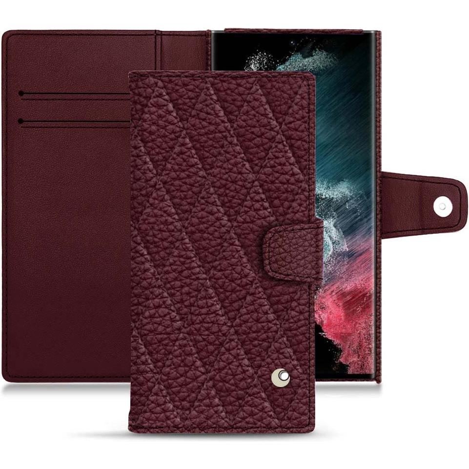 Noreve Lederschutzhülle Wallet (Samsung Galaxy S22 Ultra), Smartphone Hülle, Violett