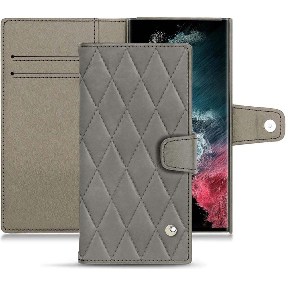 Noreve Lederschutzhülle Wallet (Samsung Galaxy S22 Ultra), Smartphone Hülle, Grau