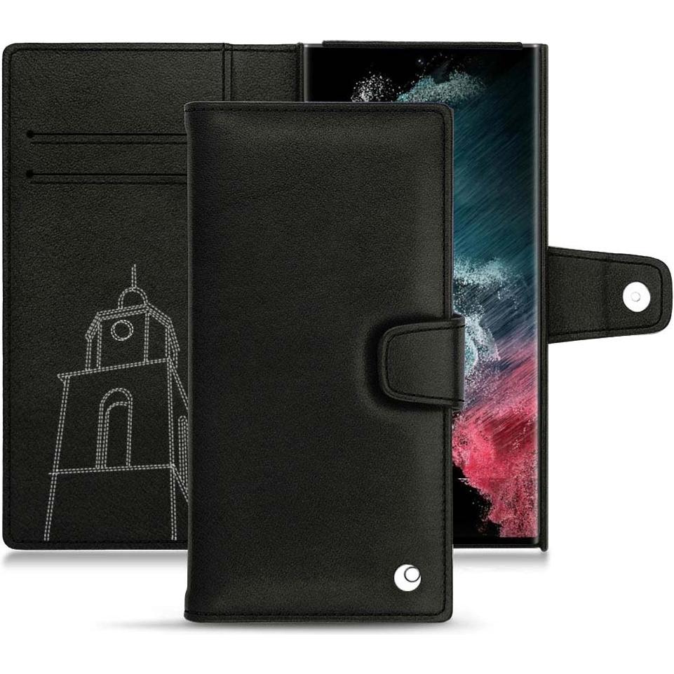 Noreve Lederschutzhülle Wallet (Samsung Galaxy S22 Ultra), Smartphone Hülle, Schwarz