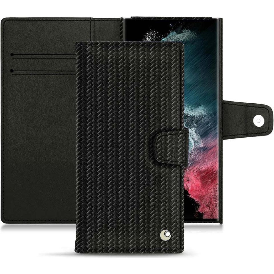 Noreve Lederschutzhülle Wallet (Samsung Galaxy S22 Ultra), Smartphone Hülle, Schwarz