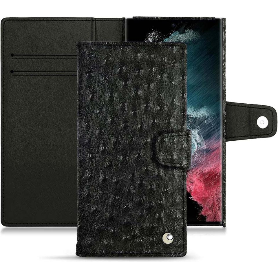 Noreve Lederschutzhülle Wallet (Samsung Galaxy S22 Ultra), Smartphone Hülle, Schwarz