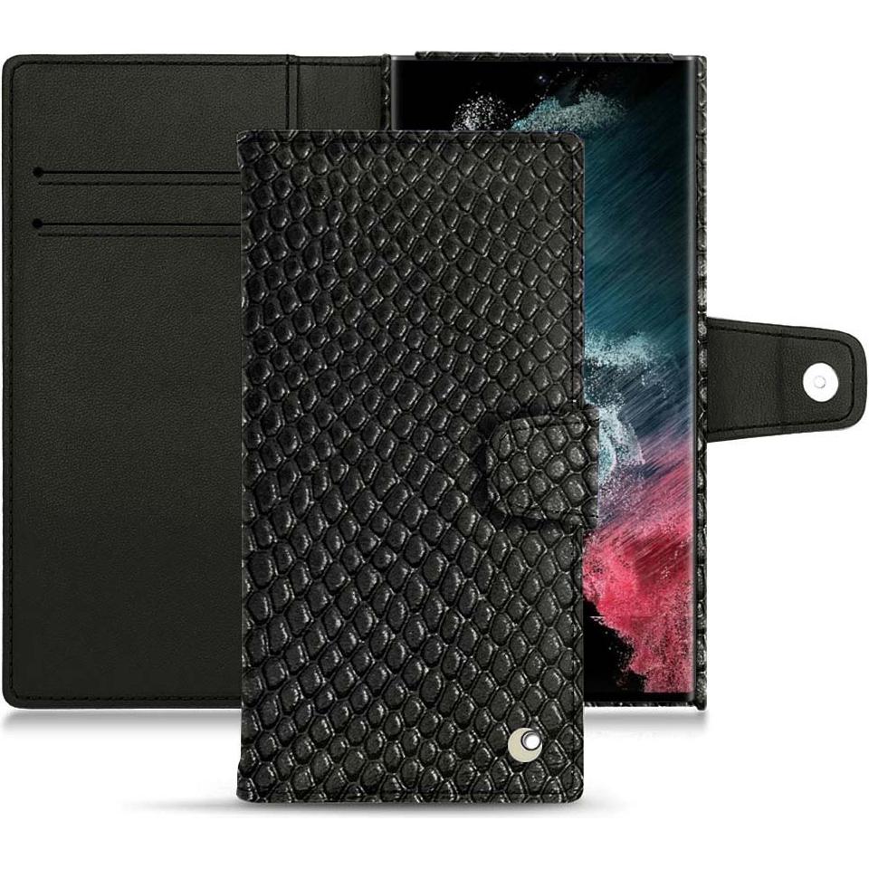 Noreve Lederschutzhülle Wallet (Samsung Galaxy S22 Ultra), Smartphone Hülle, Schwarz