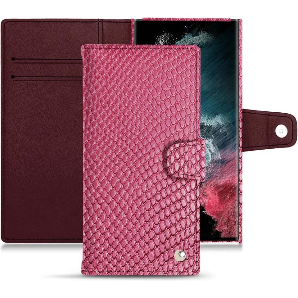 Noreve Lederschutzhülle Wallet (Samsung Galaxy S22 Ultra), Smartphone Hülle, Rosa