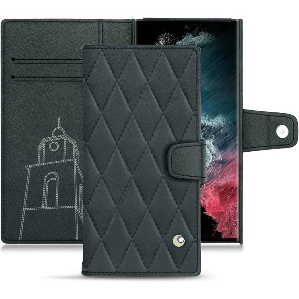 Noreve Lederschutzhülle Wallet (Samsung Galaxy S22 Ultra), Smartphone Hülle, Blau