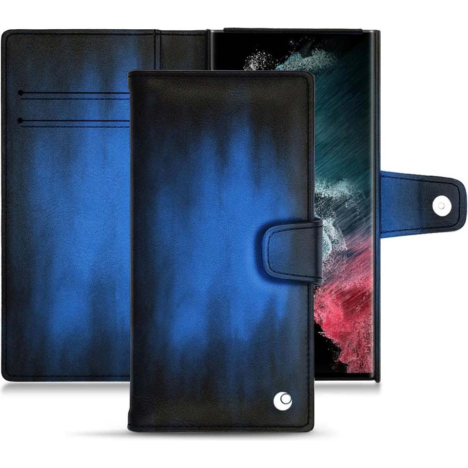 Thumbnail - Noreve Lederschutzhülle Wallet (Samsung Galaxy S22 Ultra), Smartphone Hülle, Blau