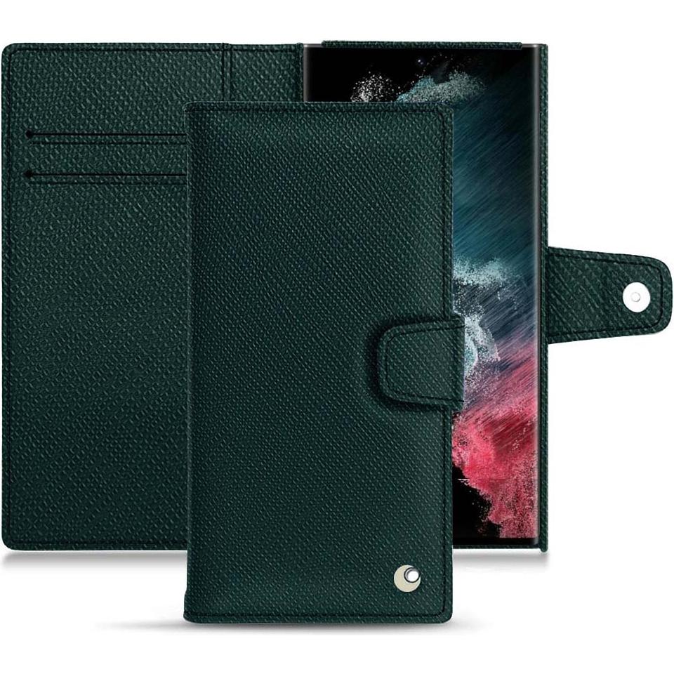 Noreve Lederschutzhülle Wallet (Samsung Galaxy S22 Ultra), Smartphone Hülle, Grün