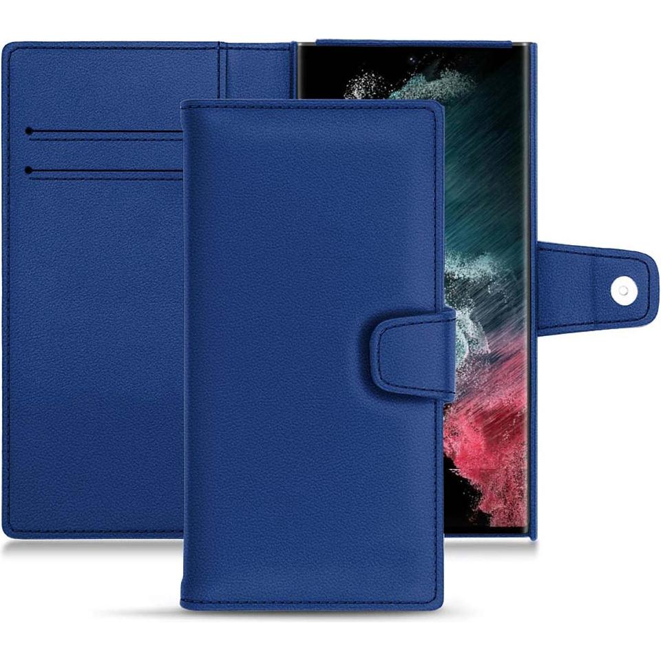 Noreve Lederschutzhülle Wallet (Samsung Galaxy S22 Ultra), Smartphone Hülle, Blau