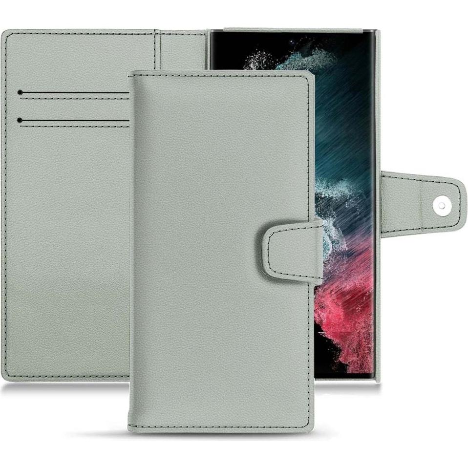 Noreve Lederschutzhülle Wallet (Samsung Galaxy S22 Ultra), Smartphone Hülle, Grau