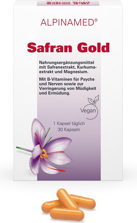 Actual product image Alpinamed SAFRAN GOLD capsules (30 Piece, Capsules, 100 g)