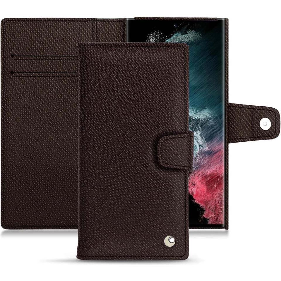 Noreve Lederschutzhülle Wallet (Samsung Galaxy S22 Ultra), Smartphone Hülle, Braun