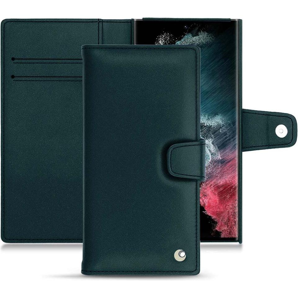 Noreve Lederschutzhülle Wallet (Samsung Galaxy S22 Ultra), Smartphone Hülle, Blau