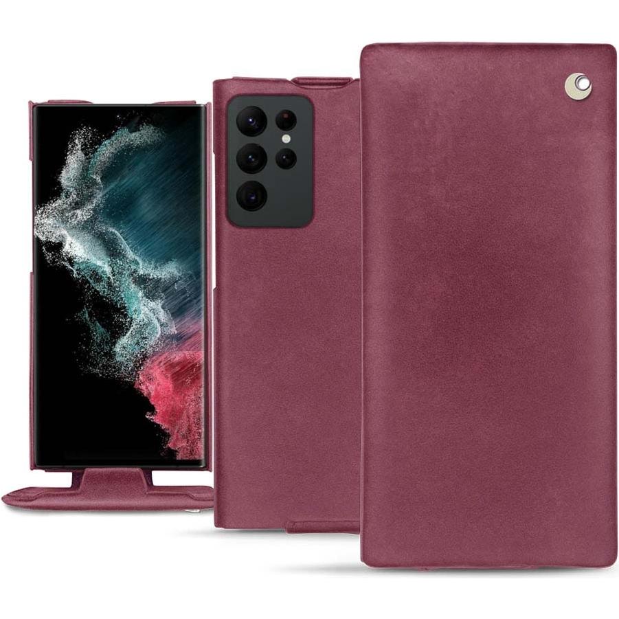 Noreve Lederschutzhülle vertikal (Samsung Galaxy S22 Ultra), Smartphone Hülle, Violett