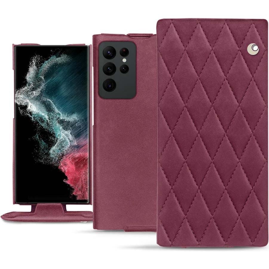 Noreve Lederschutzhülle vertikal (Samsung Galaxy S22 Ultra), Smartphone Hülle, Violett