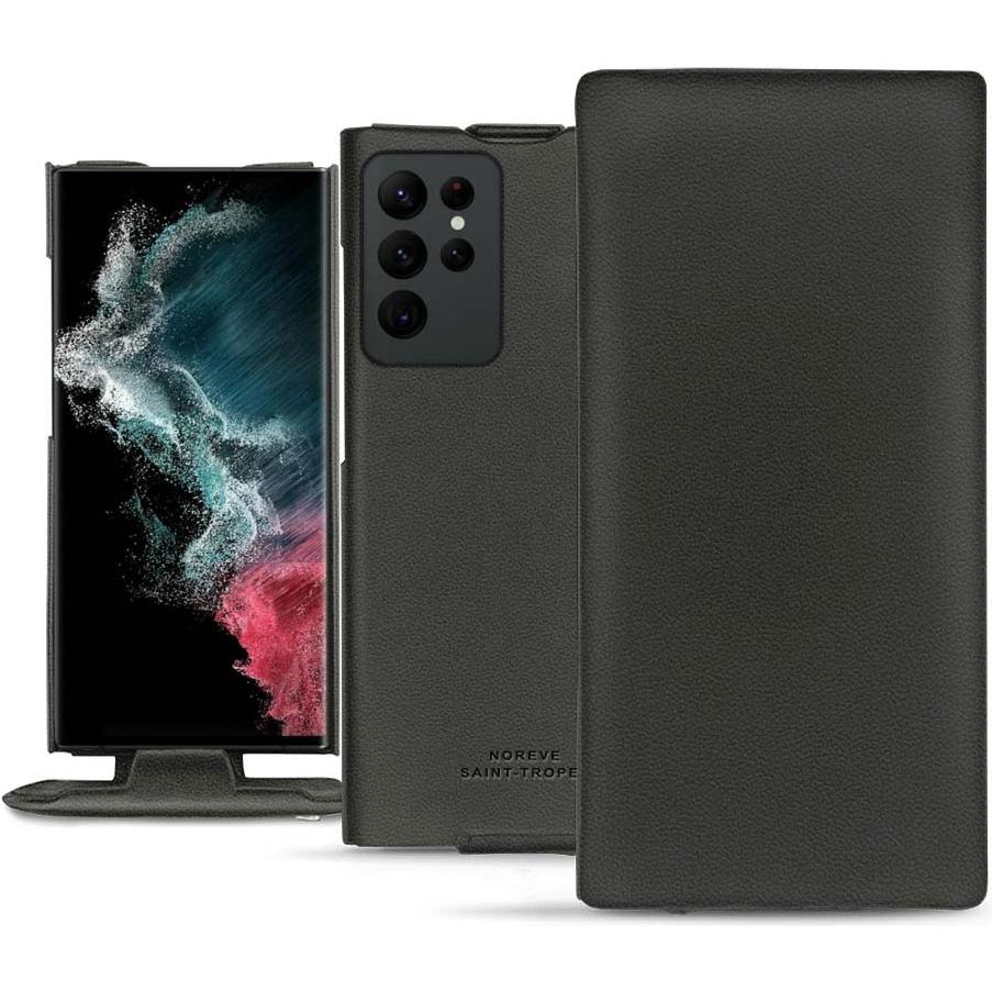 Noreve Lederschutzhülle vertikal (Samsung Galaxy S22 Ultra (5G)), Smartphone Hülle, Schwarz