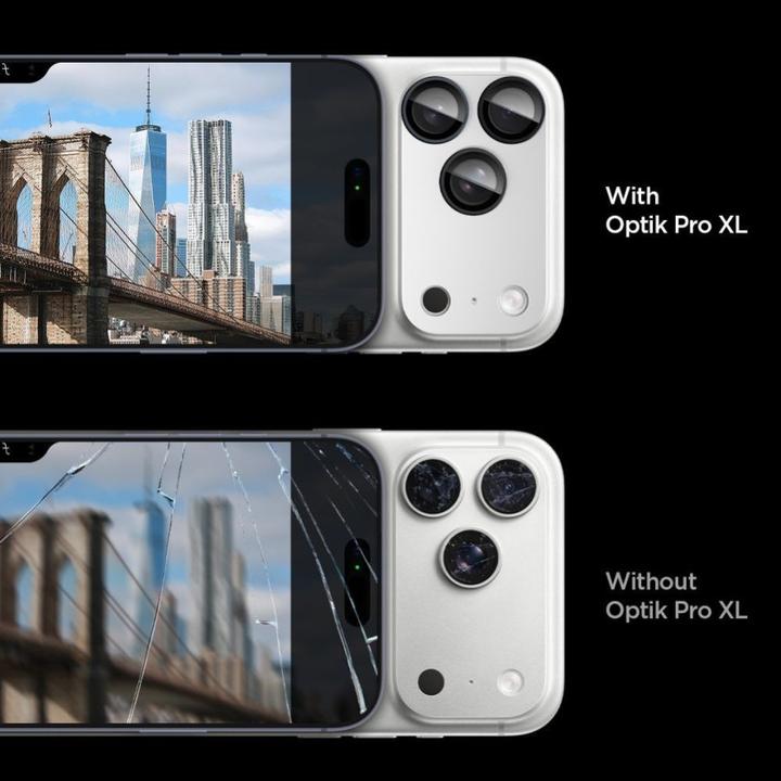 Actual product image Spigen Optik Pro XL EZ Fit iPhone 17 Pro Max Lens Protector Silver (2 pcs., Apple iPhone 17 Pro Max)