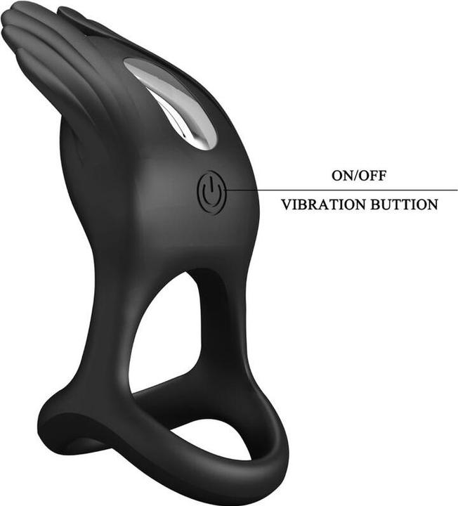 Image du produit Pretty Love Vibrant Penis Ring 7 Vibrations Silicone Noir (4.80 cm)