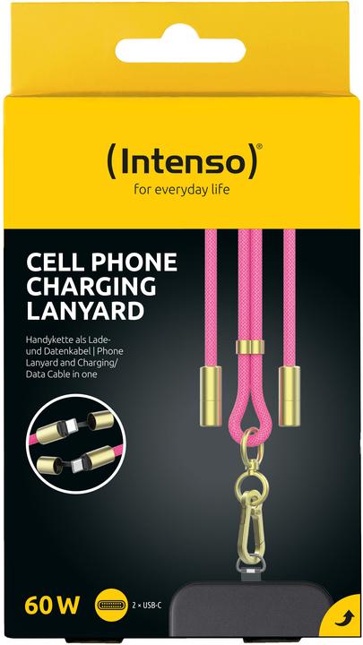 Produktbild Intenso Handykette als Lade- + Datenkabel USB-C bis 1,65m neon pink (1.65 m, USB 2.0, 60 W)