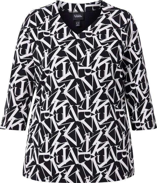 Actual product image Ulla Popken Shirt, Buchstaben, Classic, V-Ausschnitt, 3/4-Arm (50, 52)
