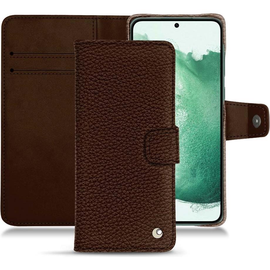 Noreve Lederschutzhülle Wallet (Samsung Galaxy S22+), Smartphone Hülle, Braun
