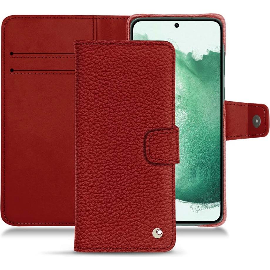 Noreve Lederschutzhülle Wallet (Samsung Galaxy S22+ 5G), Smartphone Hülle, Rot
