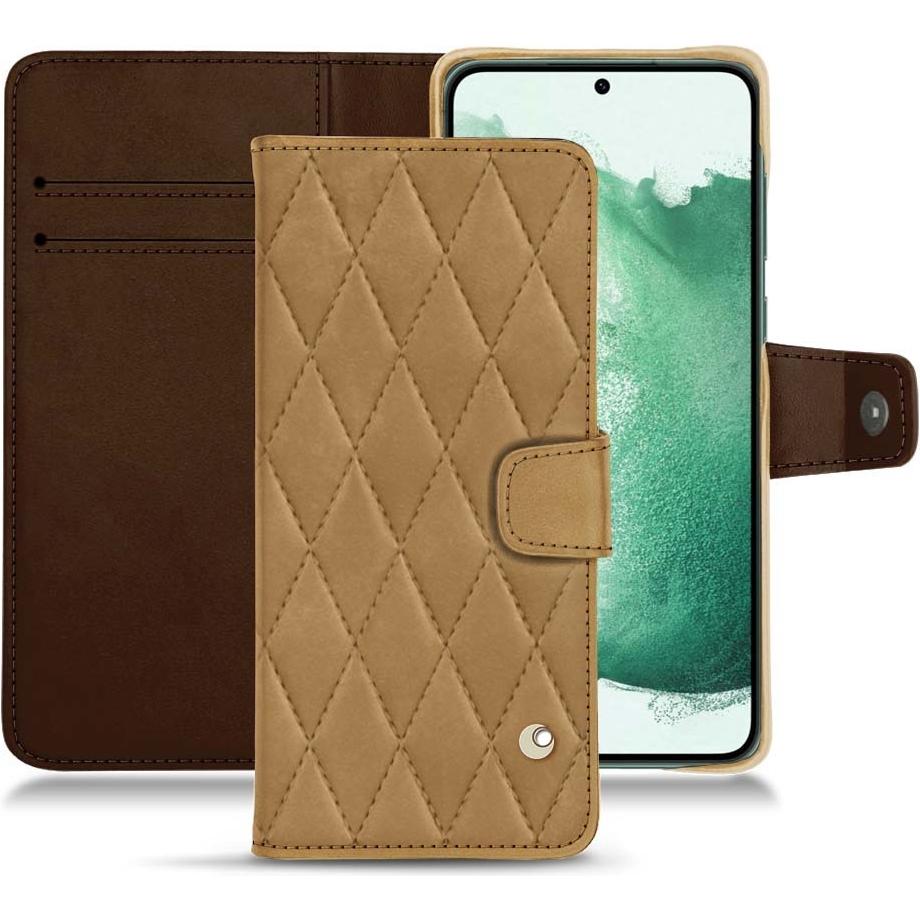 Noreve Lederschutzhülle Wallet (Samsung Galaxy S22+ 5G), Smartphone Hülle, Braun