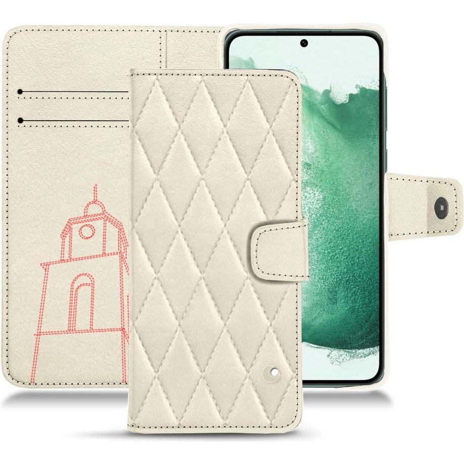 Noreve Lederschutzhülle Wallet (Samsung Galaxy S22+ 5G), Smartphone Hülle, Weiss
