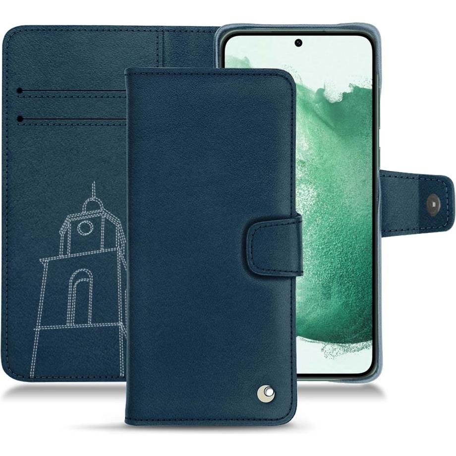 Noreve Lederschutzhülle Wallet (Samsung Galaxy S22+ 5G), Smartphone Hülle, Blau