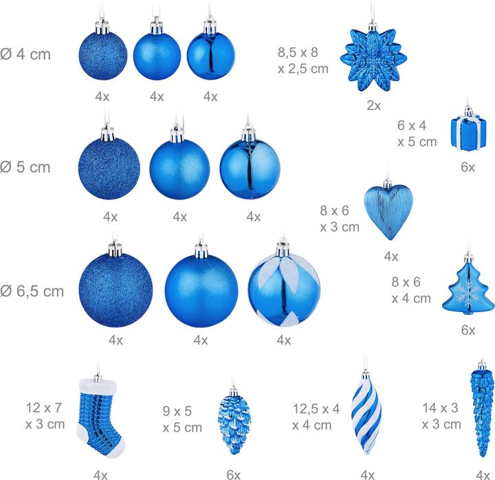 Actual product image Relaxdays 72-piece Christmas baubles set (72 -part)