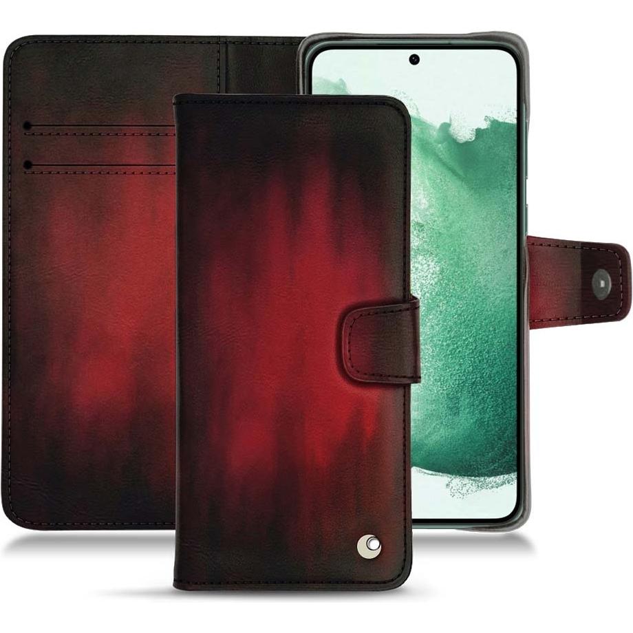 Noreve Lederschutzhülle Wallet (Samsung Galaxy S22+ 5G), Smartphone Hülle, Rot