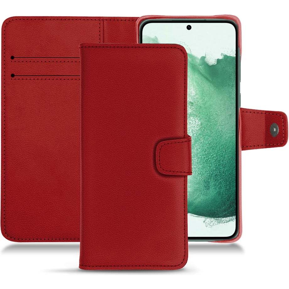 Noreve Lederschutzhülle Wallet (Samsung Galaxy S22+ 5G), Smartphone Hülle, Rot