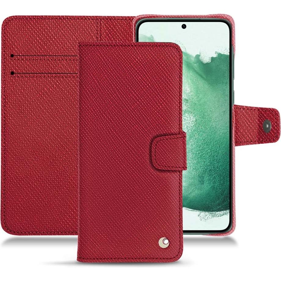Noreve Lederschutzhülle Wallet (Samsung Galaxy S22+ 5G), Smartphone Hülle, Rot