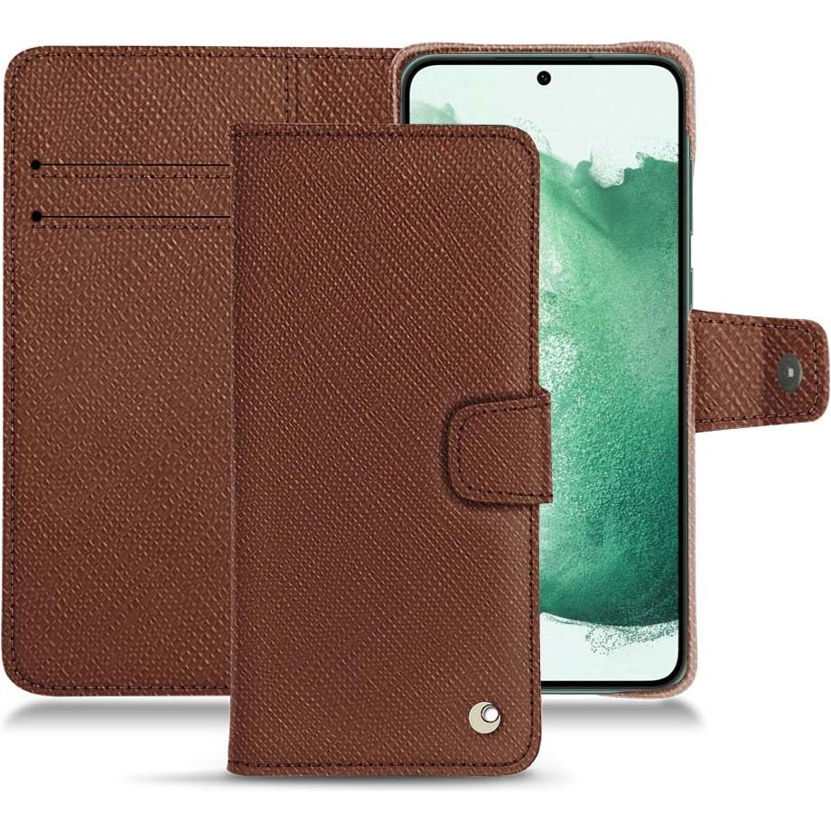 Noreve Lederschutzhülle Wallet (Samsung Galaxy S22+), Smartphone Hülle, Braun