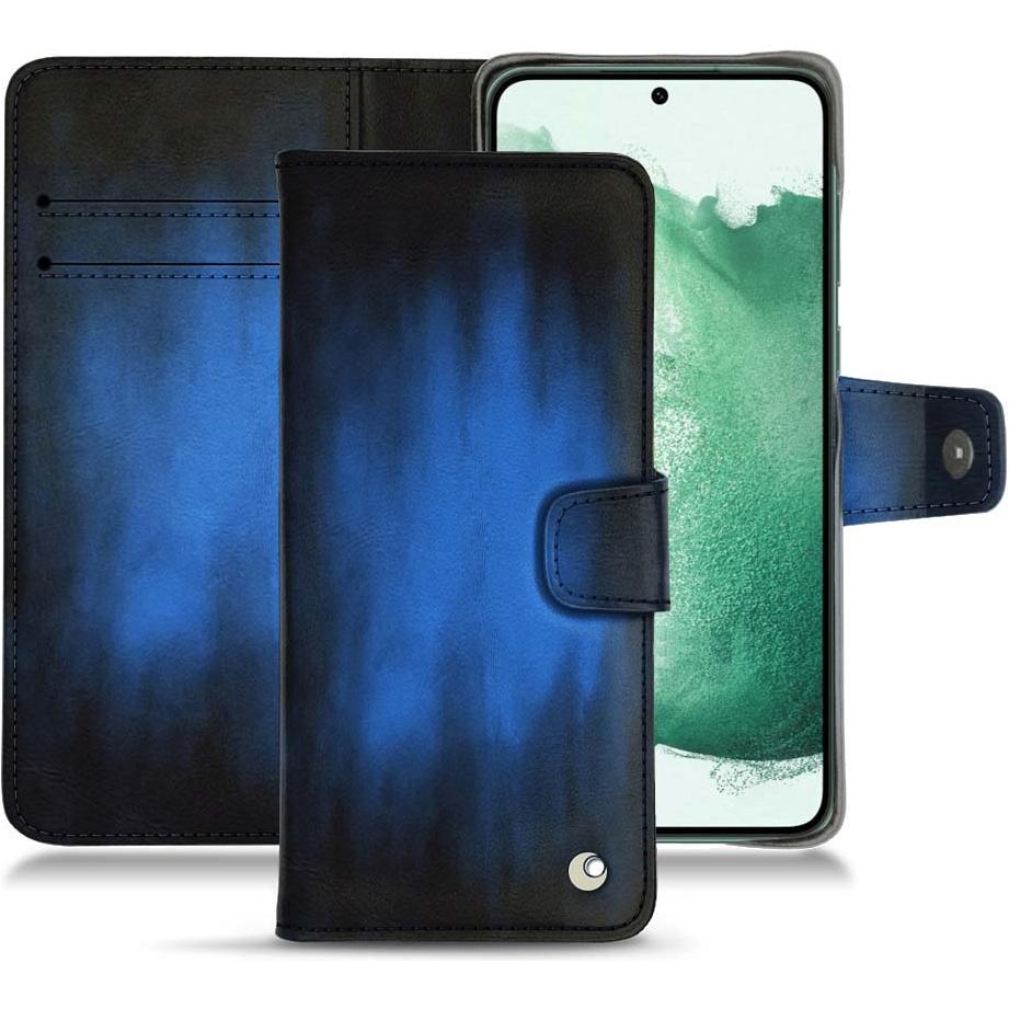 Noreve Lederschutzhülle Wallet (Samsung Galaxy S22+ 5G), Smartphone Hülle, Blau