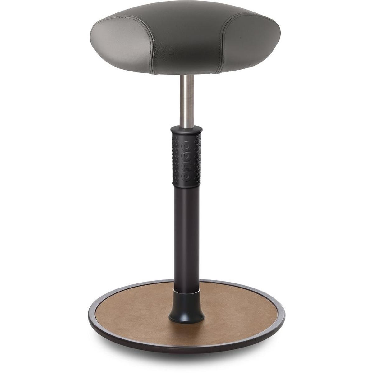 Ongo, Bürostuhl, Sitz- Stehhocker Free Tall Triangel Boxmark Leder Grau schwarz /Natur