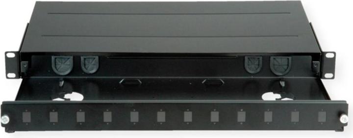 Produktbild Roline 48,30cm (19")-LWL-Gehäuse leer, 1 HE, 12x SC-Simplex oder LC-Duplex, schwarz