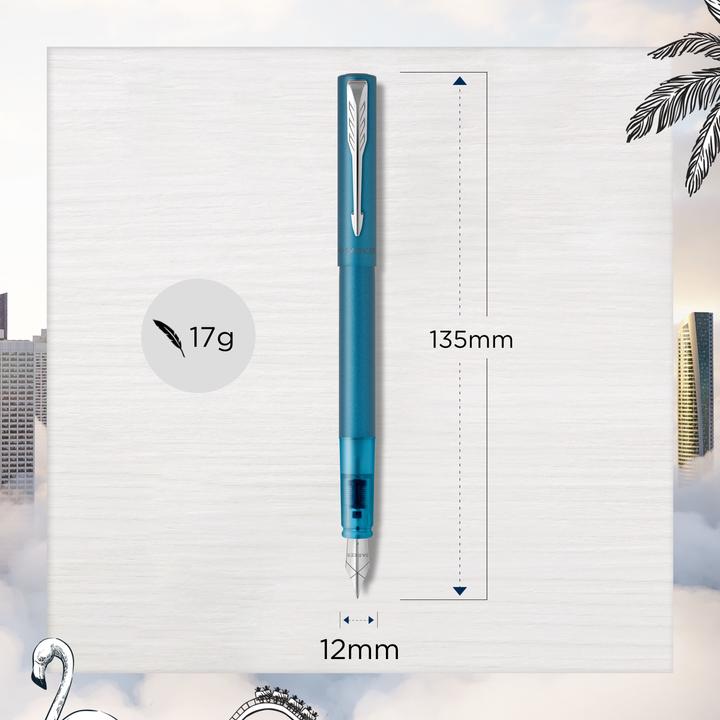 Immagine prodotto Parker Pen Penna stilografica Vector XL Metallic Teal C.C M / Nero (Blu/Nero, 1x)