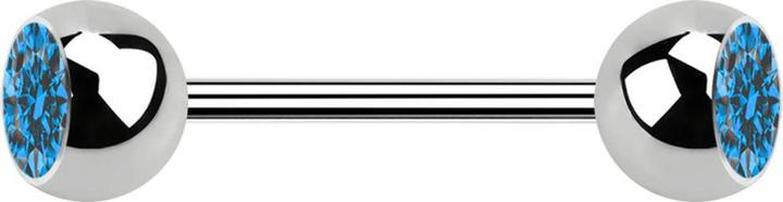 Actual product image Star Piercing Micro Barbell silber mit zwei Kugeln Kristall hellblau (Titanium, without brass)