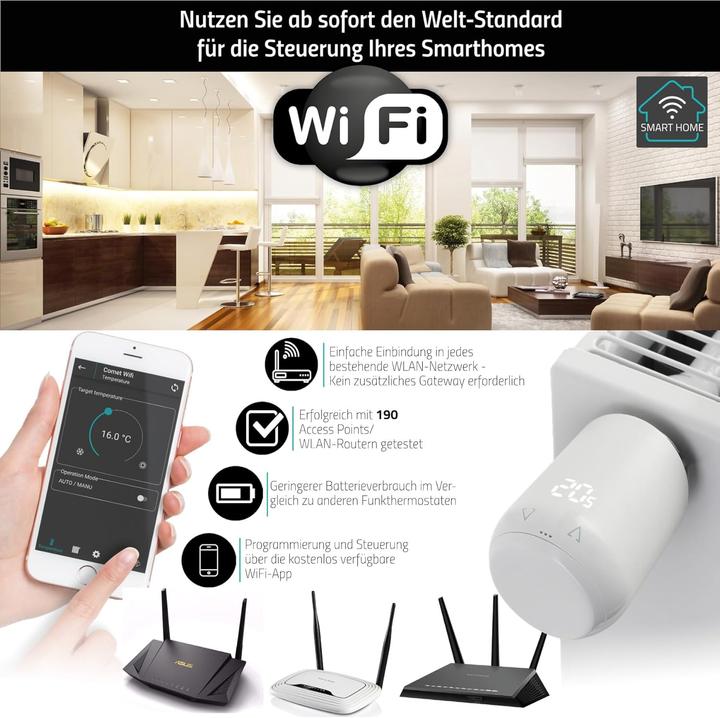 Produktbild Eurotronic 8er Set Comet WiFi Heizkörperthermostat