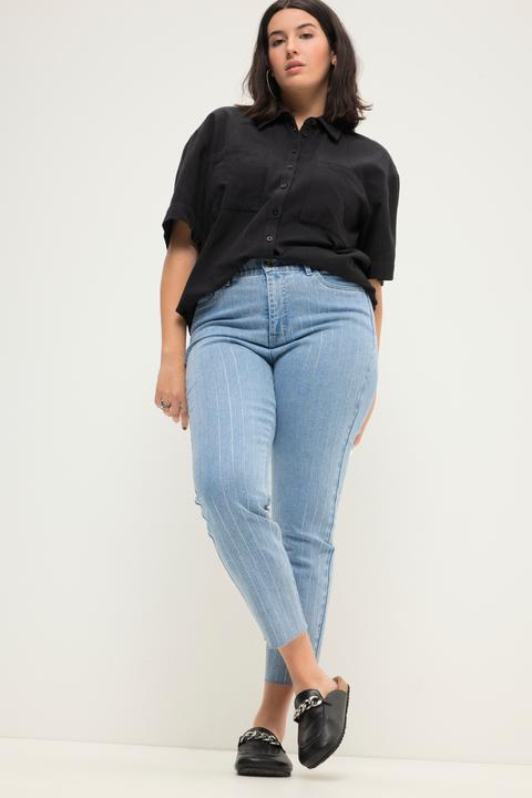 Produktbild Studio Untold Mom-Jeans, HighWaist, Glitzerstreifen, 5-Pocket (56)